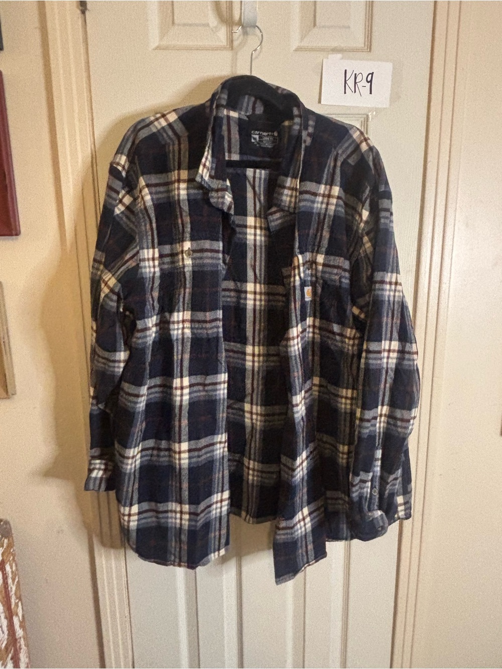 Carhartt Navy and Brown Plaid Flannel Shirt